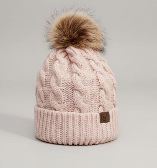 Women's winter knitted pompom beanie hat