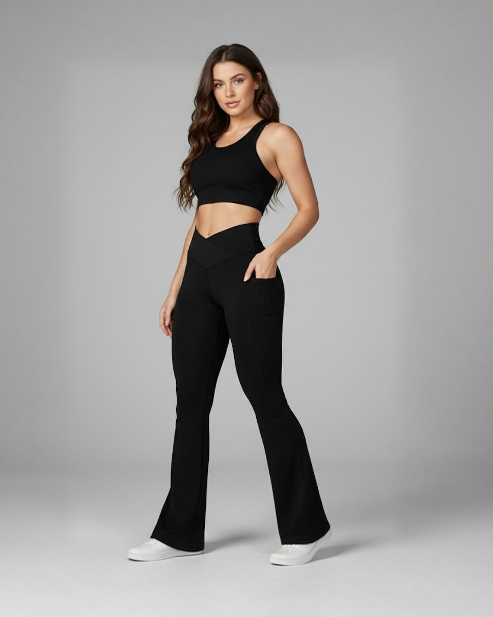 comfy and stylish with V-Waist Flare Leggings