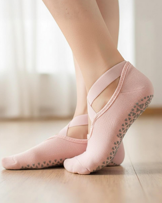 women’s yoga pilates ballet socks with cross straps