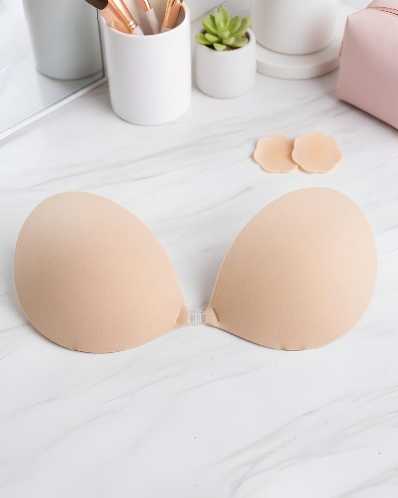 Invisible Adhesive Bra Strapless Push-Up Silicone Cups with Nipple Covers