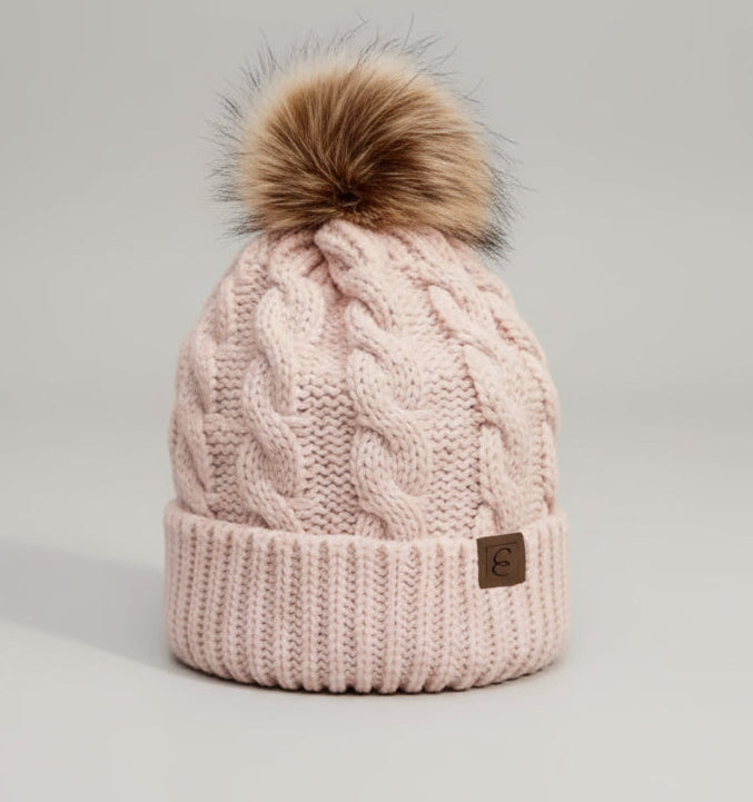 Women's winter knitted pompom beanie hat