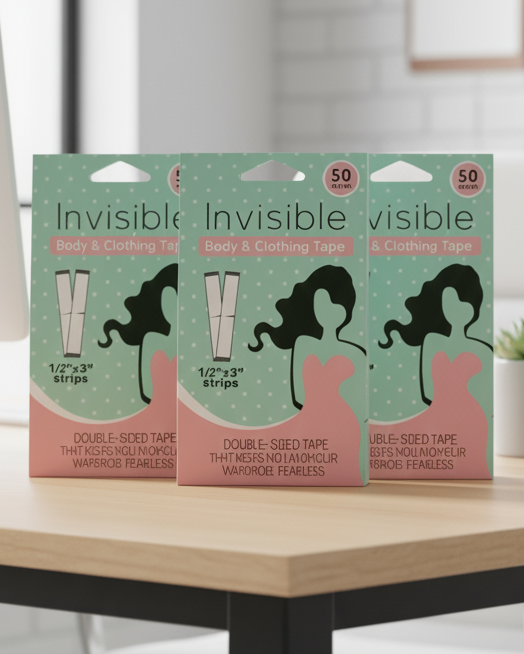 Invisible 3 Pack Double Sided Body Clothing Tape Pack of 50