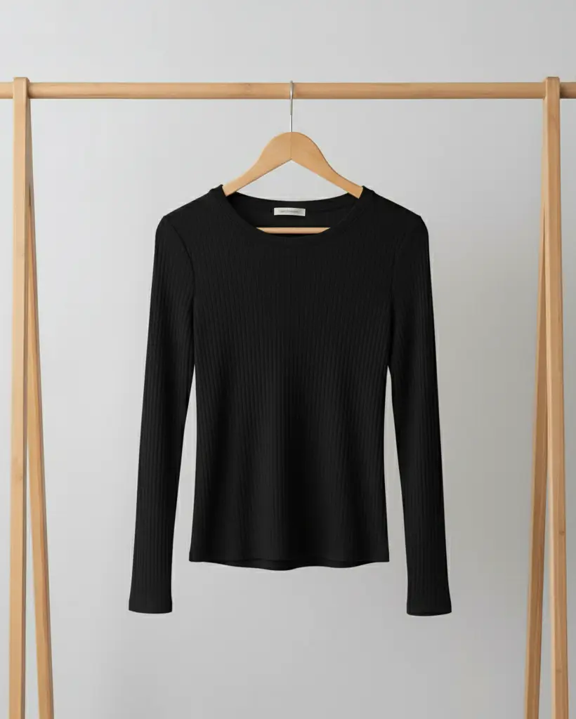 Ribbed Long Sleeve Crewneck Shirt