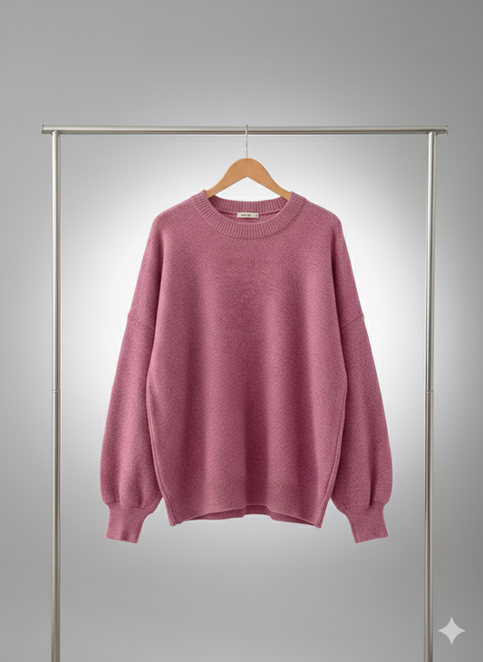 Drop shoulder long sleeve pullover sweater