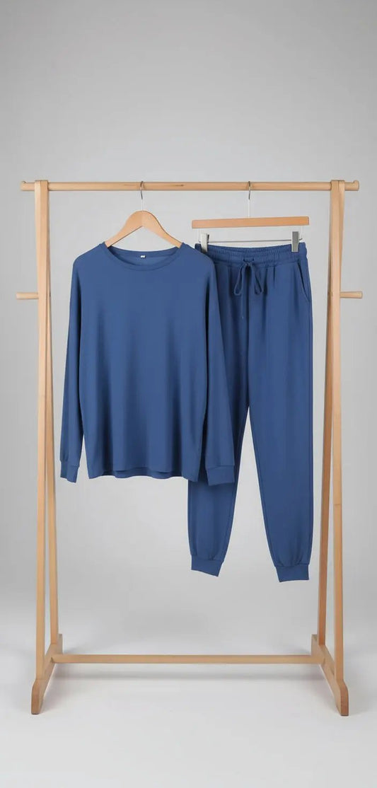 Long Sleeve Crewneck Pullover and Drawstring Trousers Set