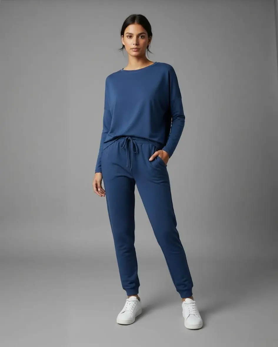 Long Sleeve Crewneck Pullover and Drawstring Trousers Set