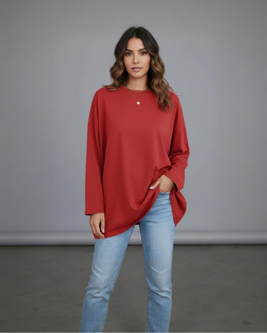 Oversized Long Sleeve Crewneck T-Shirt