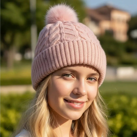 Knitted Beanie with Pom Pom
