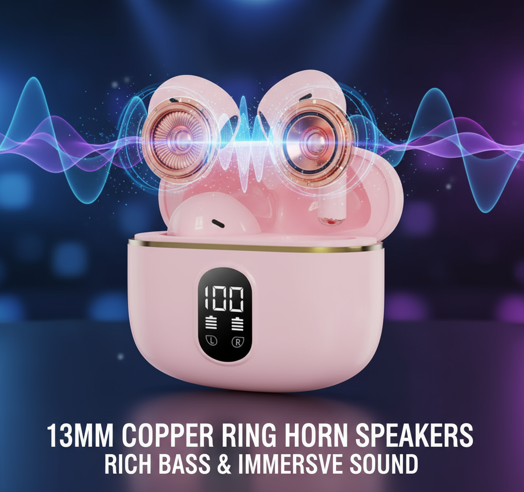 wireless earbuds with LED display