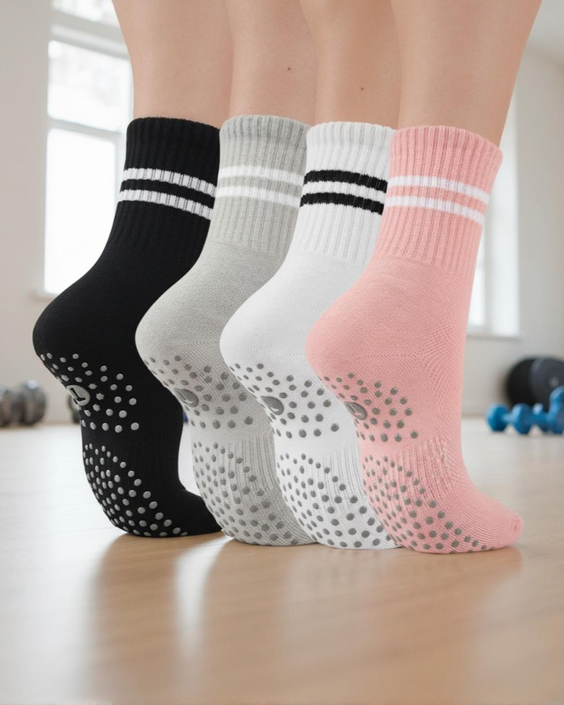 Comfortable yoga crew socks for pilates and barre